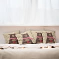 thumbnail image 3 of Ambesonne Cartoon Throw Pillow Cover 4 Pack, Bear Red Scarf, 16", Brown Sand Brown, 3 of 6