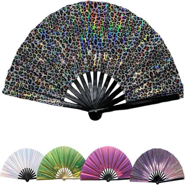 EIMELI Line Dance Popping Fan Pop Line Dance Handheld Folding Fan with Loud Clappers Rave Snap Clack Popping Fans Large Metal Fans Chinese & Japanese Style Boots on The Ground