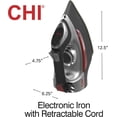 thumbnail image 4 of CHI Steam Iron for Clothes with 8’ Retractable Cord, 1700 Watts, 3-Way Auto Shutoff, 400+ Holes, Professional Grade, Electronic Temperature Control, Titanium Infused Ceramic Soleplate, Silver (13102), 4 of 4