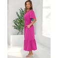 thumbnail image 4 of Vestido largo ANRABESS 2025, verano, manga corta, cuello en V, rojo, 4 of 6