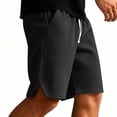 thumbnail image 2 of Erwazi Mens Shorts Solid Waffle Drawstring Waist Side Split Lightweight Summer Walking Outdoor Activities Shorts with Pocket, 2 of 6