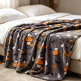 thumbnail image 2 of Halloween Plush Throw Blanket, Velvet Soft Oversized Fall Blanket with Cute Cartoon Character Design, Cozy Warm Lightweight Blanket for Sofa, Bed and Home Seasonal Decor, 2 of 5