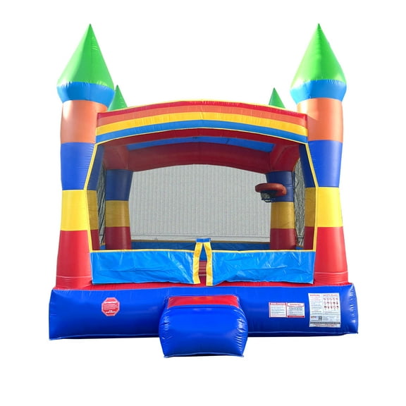 Pogo Crossover Inflatable Bounce House, Deluxe Rainbow Jumper (No Blower)