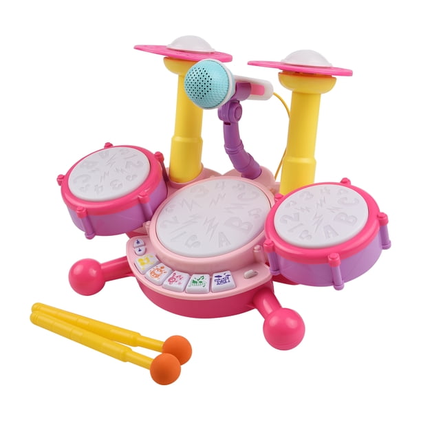Muslady Kids Drum Set Toy Tambor electrónico con ritmo ligero