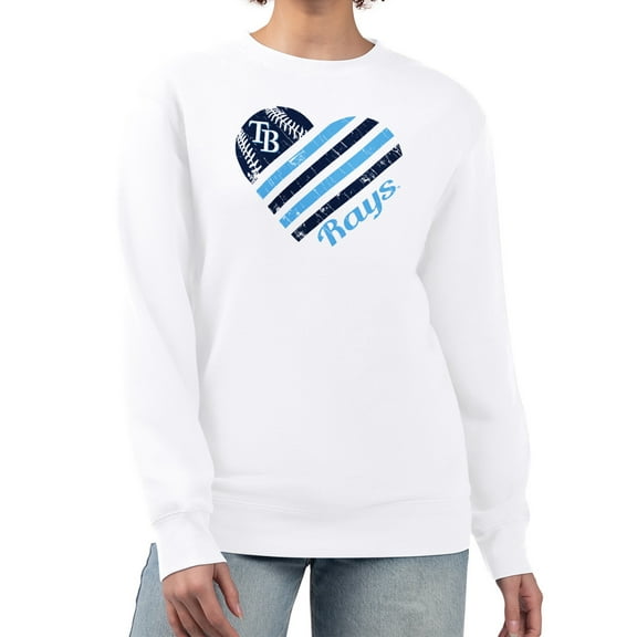 Women's G-III 4Her by Carl Banks White Tampa Bay Rays Heart Logo Fleece Pullover Sweatshirt