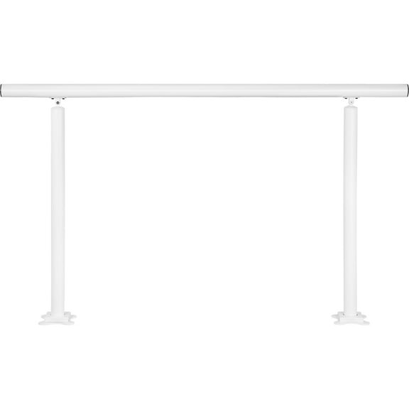 KFFKFF Outdoor Stair Railing Kit, 5 FT Handrails for 0-5 Steps, Adjustable Angle White Aluminum Stair Rail for Seniors, Handrails for Exterior Steps