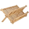 thumbnail image 1 of Escurridor de platos plegable de bambú de 16 rejillas y 2 niveles para cocina, 1 of 14