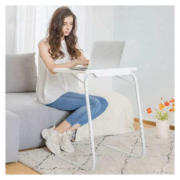 Foldable Tray Table Portable Sofa TV Tray 6 Heights 3 Angles Laptop Desk Adjustable Eating Dinner Coffee for Bed Dorm Home
