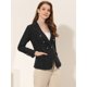 thumbnail image 3 of Chaquede mezclilde oficide trabajo de manlarcon solade jeans pamujer con bolsillos Negro M, 3 of 4