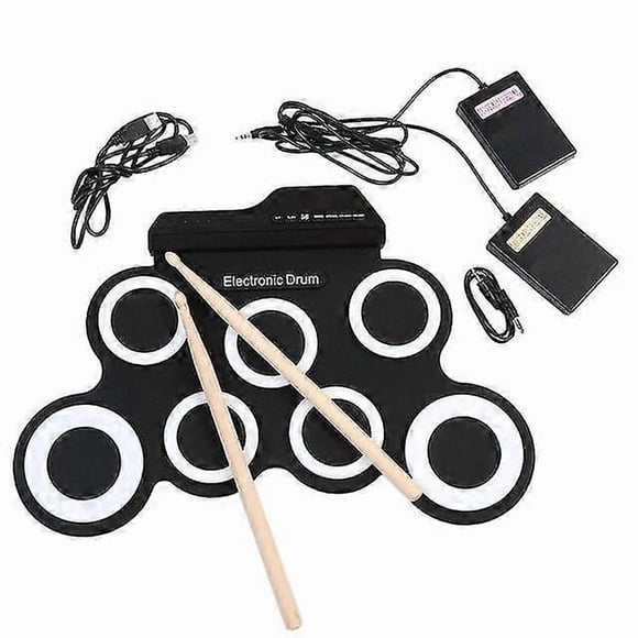Electronic Drum Digital Usb 7 Pads Roll Up Drum Set Silic Electric Drum Pad Kit With Drumstick Foot Pedal Percuss