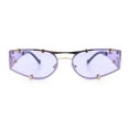 thumbnail image 2 of Womens Side Visor Retro Hipster Rimless Taper Rectangle Metal Rim Sunglasses Gold - Purple, 2 of 5