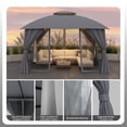 thumbnail image 6 of ENSTVER Gazebo 10x12 with Mosquito Netting & Privacy Screens. Double Roof Design Outdoor Gazebo with Trapezoidal Support System for Patio, Deck, Backyard, Garden & Lawns, 6 of 10