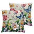 thumbnail image 2 of JRXY Spring Floral Throw Pillows Cover Set of 2 Pink Tulip Flower Pillow Covers Lavender Dandelion Butterfly Decorative Pillow Case for Farmhouse Patio Sofa Couch White, 2 of 6