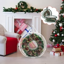 InsCrazy Christmas Decoration Storage for Christmas Wreath, Ornament and Pendant, Transparent Round Winter Holiday Large Storage Bags on Clearance