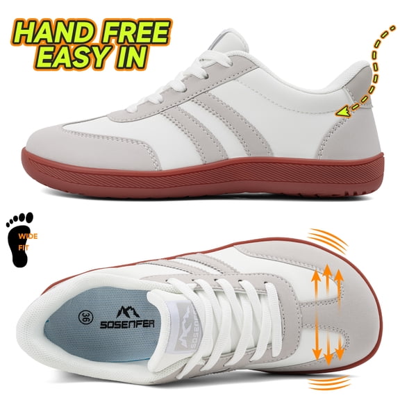 Sosenfer Hands-Free Slip-On Wide Toe Box Barefoot Sneakers - Men's and Women's Zero Drop Walking Shoes