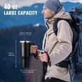 thumbnail image 4 of VEVOR 40 oz Insulated Water Bottle, Stainless Steel Sports Coffee Cup with Lid, Handheld Travel Coffee Mug Double Walled, Camping Hydration Flask Leakproof, for Indoor/Outdoor School, Work, Black, 4 of 9