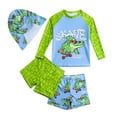 thumbnail image 1 of Hiiyo Little Boy Swimsuit Long Sleeve Rash Guard Swim Trunks with Hat 4-Piece Bathing Suit, 1 of 5