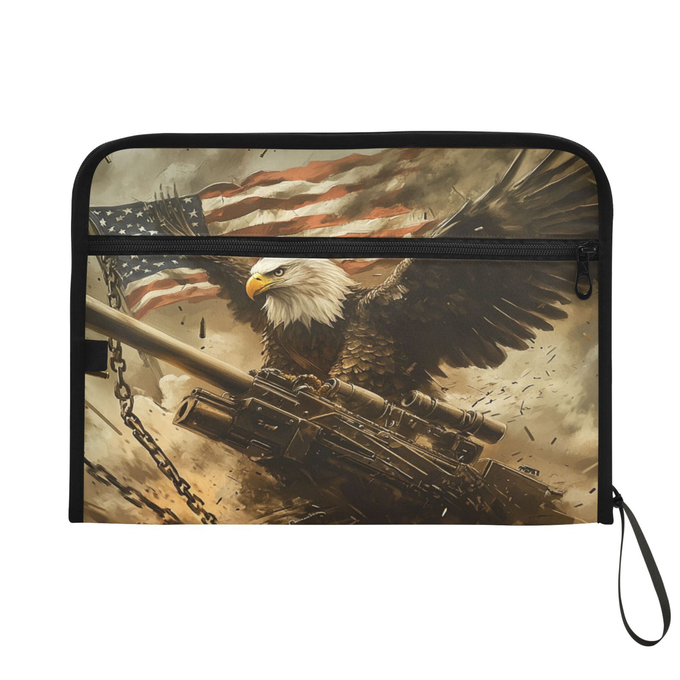 WOBOGO Bald Eagle Cannon Expanding File Folder Letter Size Accordion Filing Organizer 13 Pocket Separate Organ Pocket