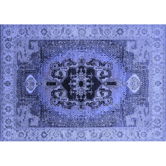 Ahgly Company Indoor Rectangle Oriental Blue Industrial Area Rugs, 7' x 10'