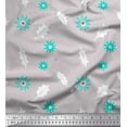 thumbnail image 1 of Soimoi Gray Rayon Fabric Star & Holly Leaves Printed Craft Fabric by the Yard 42 Inch Wide, 1 of 3
