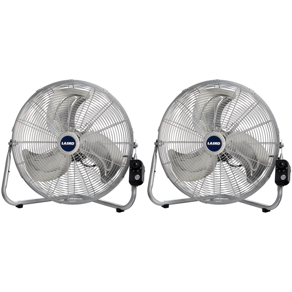 Lasko 2265QM 20 inch Max Performance High Velocity Floor/Wall Mount Fan Silver Pack of 2