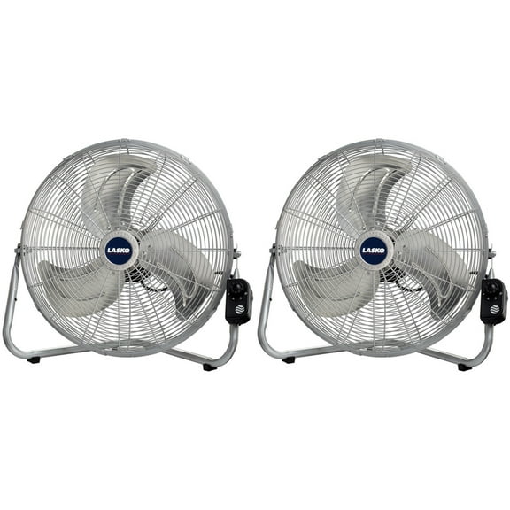 Lasko 20" Max Performance High Velocity Floor Fan, Wall Mount Option, 22" H, Pack of 2, Silver, 2265QM, New