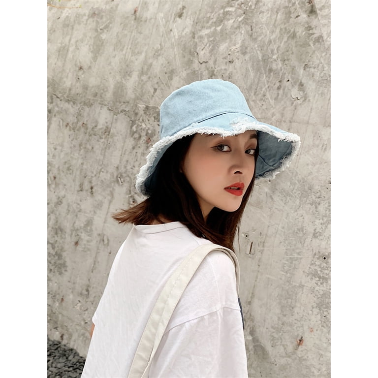 Frayed Bucket Hat for Women, Girls Denim Every day Hat  display picture 2