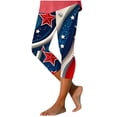thumbnail image 2 of SELONE Women Capri Pants 4th of July Red White and Blue Leggings Pants Patriotic Graphic Outerwear Navy S, 2 of 5