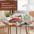 thumbnail image 4 of Mushrooms Round Tablecloth, Fitted Table Cover with Elastic for 55"-60" Round Tables, Butterfly Botanical Country Plants White Wood Table Cloth Outdoor Indoor Dinning Party Waterproof Tablecloths, 4 of 7