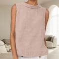 thumbnail image 2 of YUEHUA Women's Linen Blend Sleeveless Top, Rolled Neck Tank Blouse, Loose Fit Breathable Casual Summer Shirt for Office & Daily Wear, 2 of 6