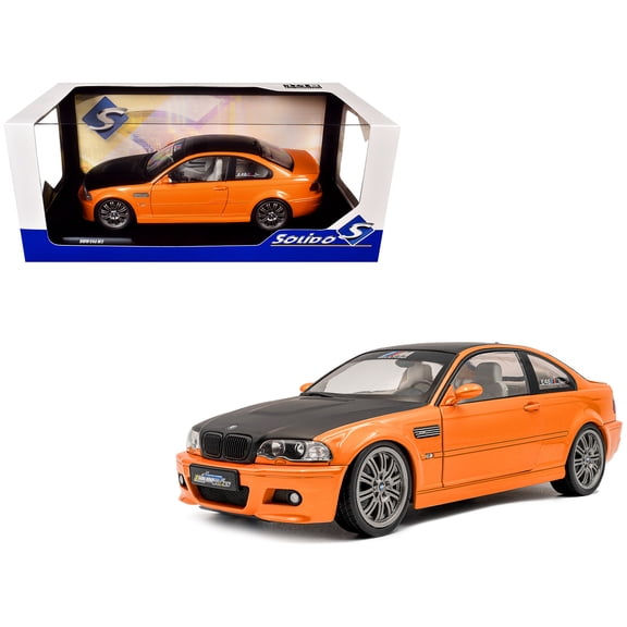 2000 BMW E46 M3 "Solido Works" Orange Metallic with Matt Black Hood and Carbon Top 1/18 Diecast Model Car by Solido