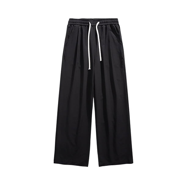 Puntoco Pantalones de trabajo con bolsillos de color liso para hombre Pantalones casuales de pierna recta
