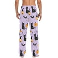 thumbnail image 4 of FORMRS Mens Pajama Pants with Pockets Sleepwear Lounge Bottoms Sizes S-2XL, Light Purple Halloween Black Cat, 4 of 7