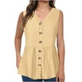 thumbnail image 2 of ylioge Eyelet Tank Tops for Women Plus Size S-5X Sleeveless Button-Down V Neck Vests Womens Cute Solid Color Breathable Hollow-Out Peplum Cami Top, 2 of 5