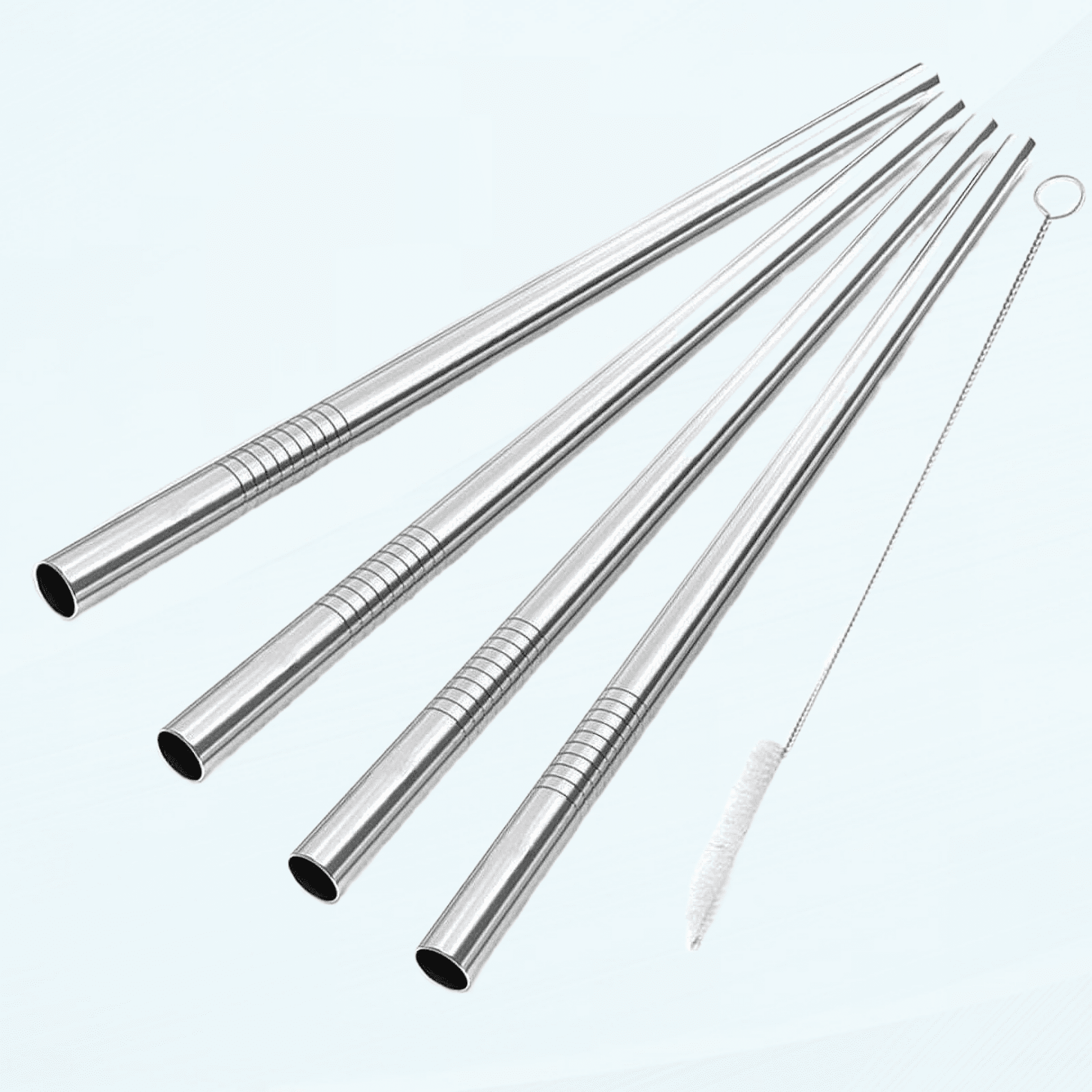 4-Pack Stainless Steel Bent Reusable Straws With Cleaning Brush & Bag - Eco-Friendly, BPA Free
