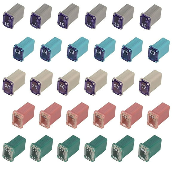 FiveEyes 30Pcs Mcase FMM Fuses Assortment 15 20 25 30 40 Amp Maxi Female Micro Cartridge Square Fuse