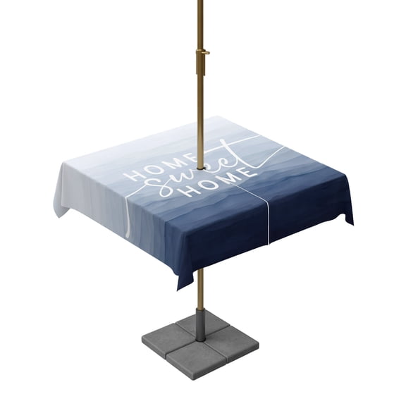 Square Outdoor Tablecloth with Umbrella Hole Mist Ocean Table Cloth Waterproof Patio Table Cover Coastal Indigo Gray Ombre Sea Waves Minimalist Zipper Tablecloths for Picnic Camping 54x54 Inch