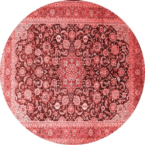 Ahgly Company Indoor Round Medallion Red Traditional Area Rugs, 6' Round