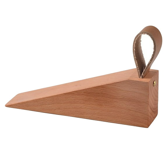 Solid Wood Door Stopper for Outdoor and Window Use, Walnut Finish, Travel Size 11x3.5cm Door Holder