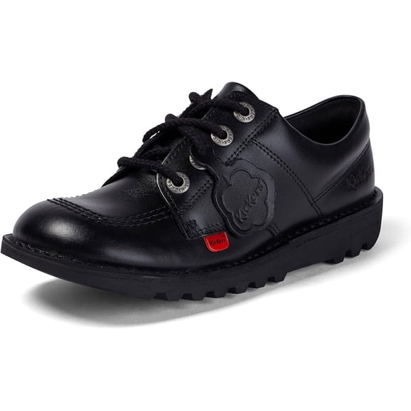 Kickers Kick Lo Y Black Leather School Shoes 4 Big Kid Black