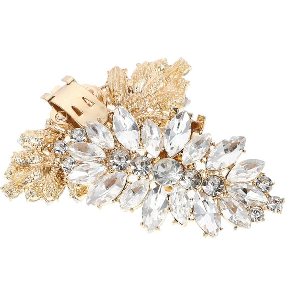 Crystal Shoe Clips with Golden Alloy for Decoration 2 Pcs Exquisite Ladies Shoe Buckles