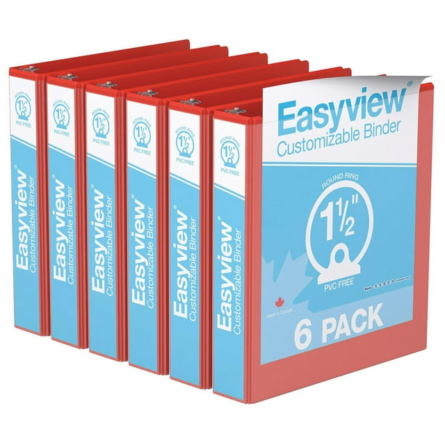 Davis Group, Easyview Premium, Round Ring, Customizable, View Binder, 6 Pack, 1.5"