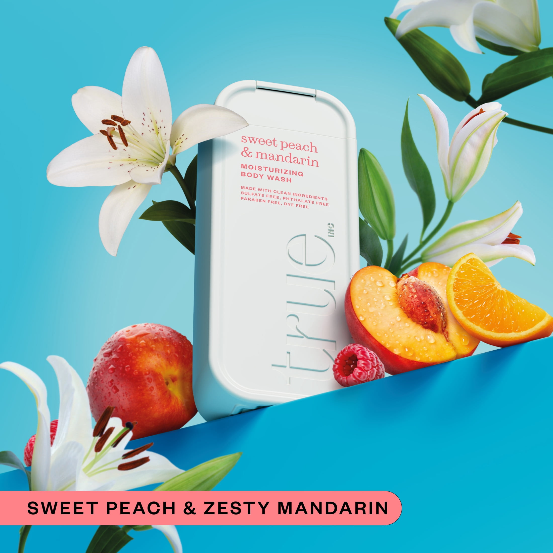 True Sweet Peach & Mandarin Body Wash, Sulfate-Free, Moisturizing and Hydrating Formula for Women & Men, 18 fl oz