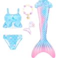 thumbnail image 1 of 5PCS Mermaid Tails for Swimming for Girls Kids Mermaid Swimsuit Costume Princess Bikini Set Bathing Suits High quality, 1 of 5