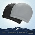 thumbnail image 4 of Uxcell Gorro de Natación de Silicona en Forma de Lágrima de 2 Piezas para Mujeres y Hombres, Gorro de Natación Impermeable No Deslizante Duradero [Negro y Gris], 4 of 6
