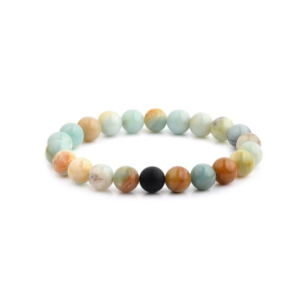 Coastal Jewelry Coastal Jewelry Amazonite Stone And Onyx Stone Beaded Stretch Bracelet Walmart Com Walmart Com