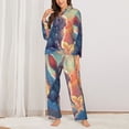 thumbnail image 2 of KLL Sunshine Winged Rabbit Print Women's Long Sleeve Pajamas with Pants Sleepwear Loungewear 2 Set-Large, 2 of 7