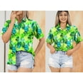 thumbnail image 4 of LA LEELA Women's Loose Blouses Button Down Short Sleeve Dressy Relaxed Fit Holidays Ladies Bohemian Summer Tops For Women S Monstera Leaves, Green, 4 of 5