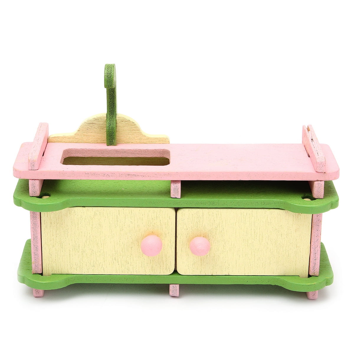 Wood Family Doll Dollhouse Furniture Set Pink Miniature Bathroom Kid Room New