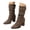 Coffee, variant on Women's Fall Mid Calf Slouch Boots with Chunky Heel Pull-on Pointed Toe High Heel Boots (Orange,36)